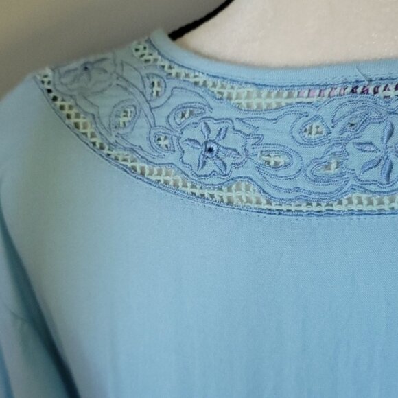 Calypso St. Barth sky blue deep v-neck sun dress - Picture 9 of 13